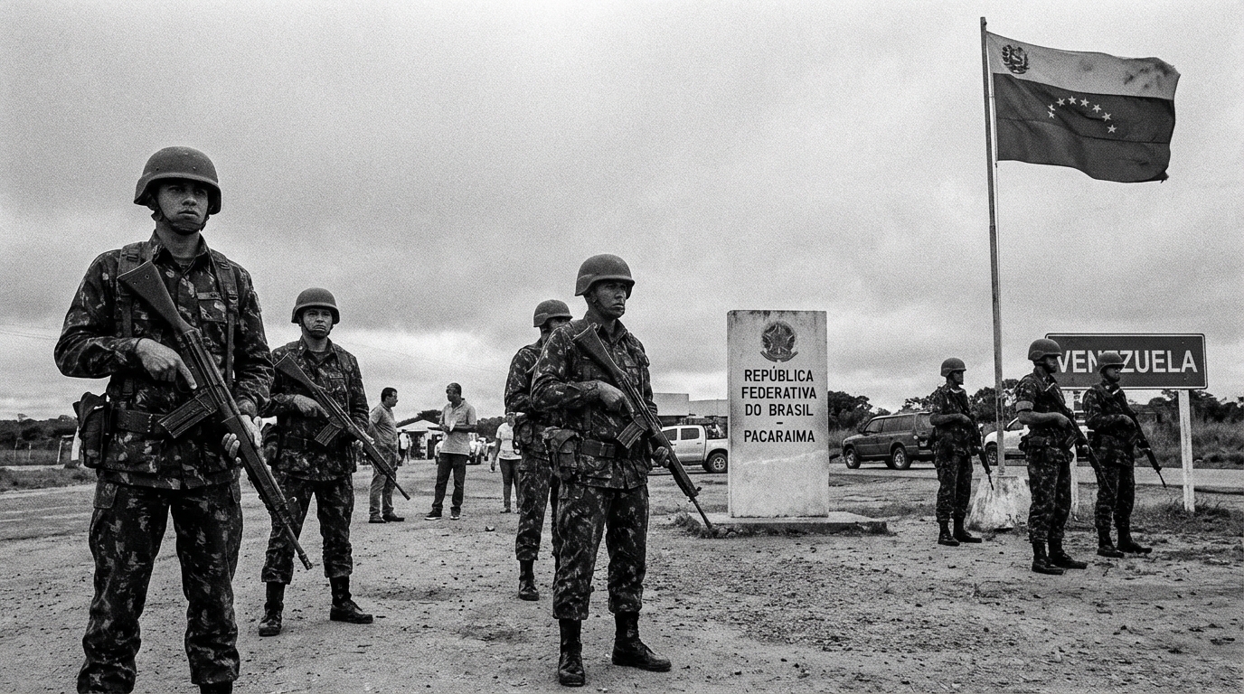 Soldados do Exército Brasileiro monitoram a fronteira entre Brasil e Venezuela em Pacaraima